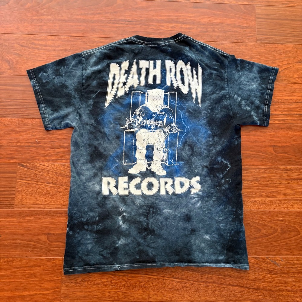 Y2K AOP Band Hip Hop Rap Music Graphic Tie Dye T-Shirt Blue Black Tee M